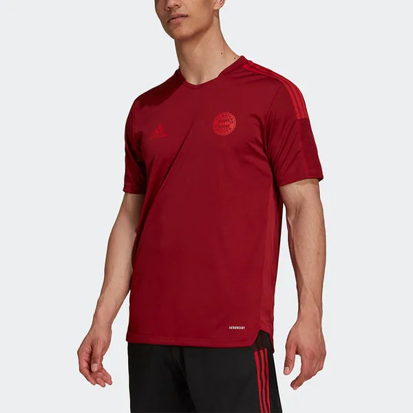adidas Sports Training Short Sleeve Soccer/Football 21-22 Season Bayern Munich Black Red