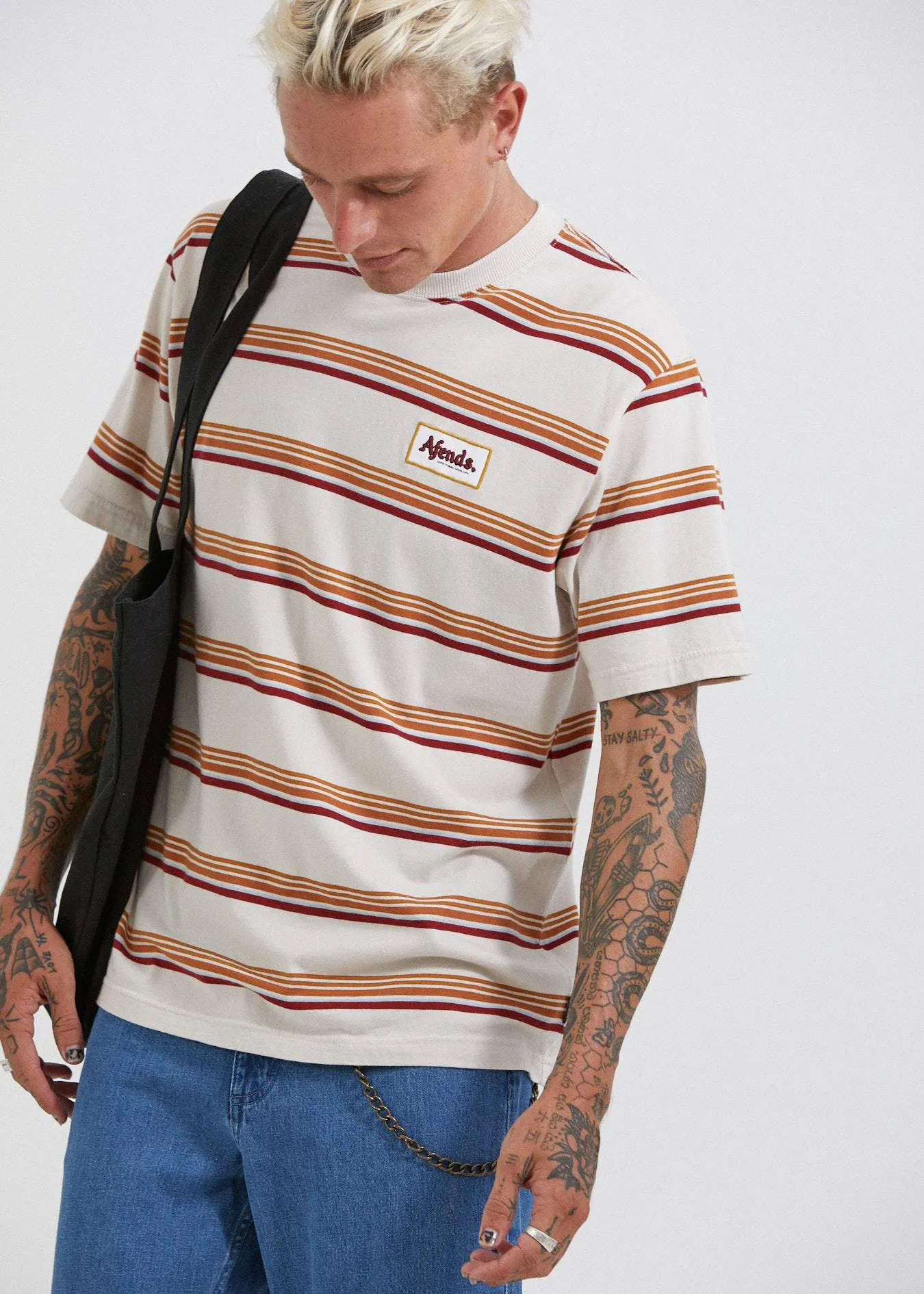 Afends Mens Mirage - Retro Fit Tee - Moonbeam