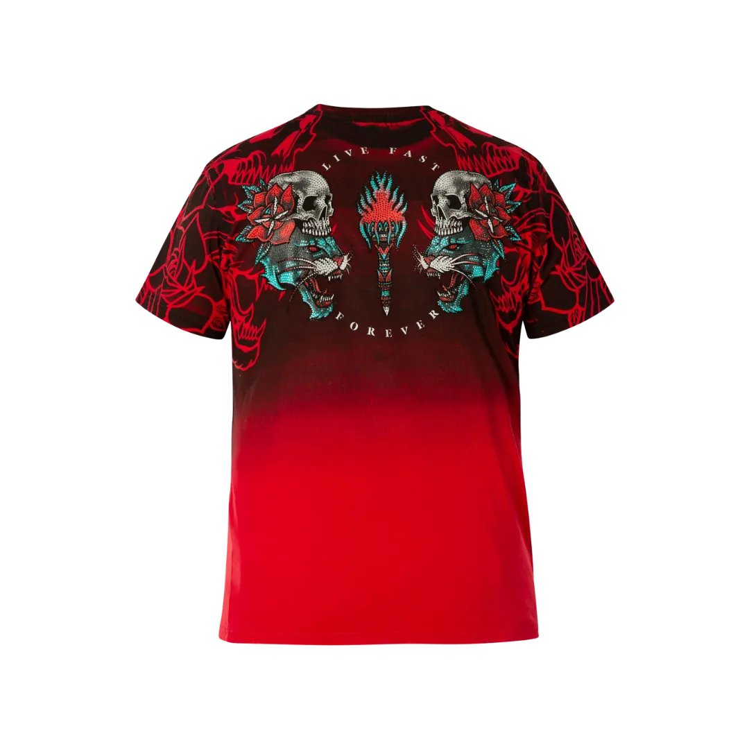 Affliction Men's T-Shirt Obsidian Temple Red