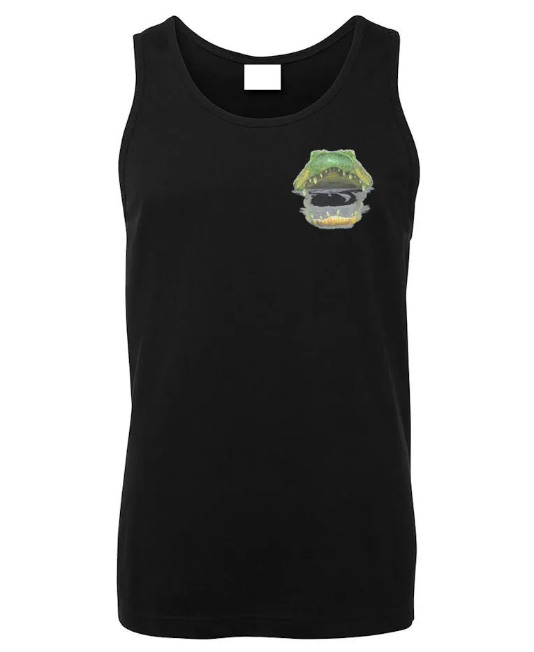 Alligator Head Mens Singlet (Black, Double-Sided)