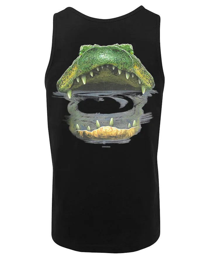 Alligator Head Mens Singlet (Black, Double-Sided)