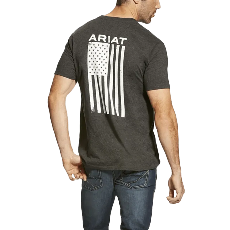 Ariat Men's Charcoal Grey Logo Flag T-Shirt