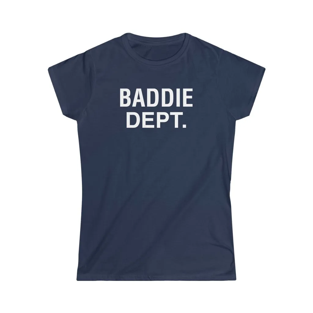 BADDIE DEPT white logo Women's  Tee