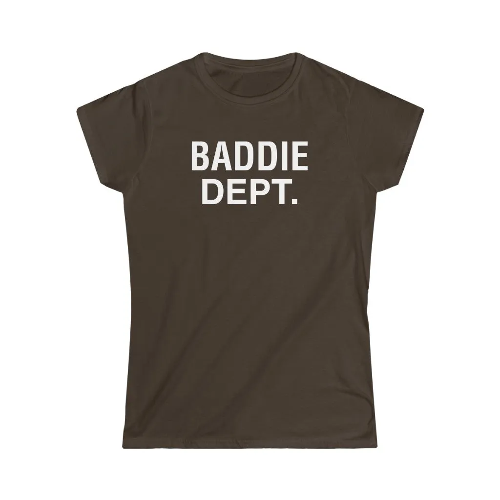 BADDIE DEPT white logo Women's  Tee
