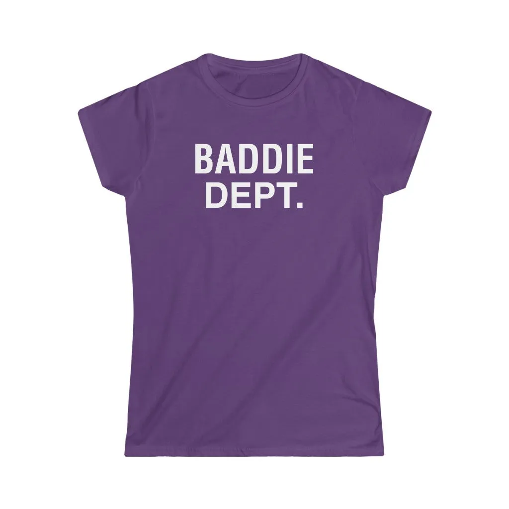 BADDIE DEPT white logo Women's  Tee