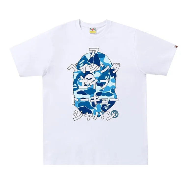 BAPE ABC Camo Japanese Letters Tee 'White/Blue', White