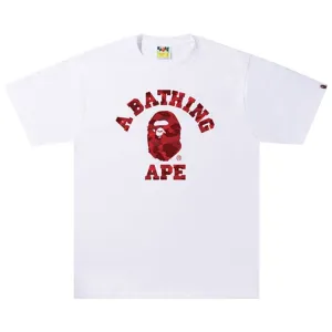 BAPE Color Camo A College Tee 'White/Red', White