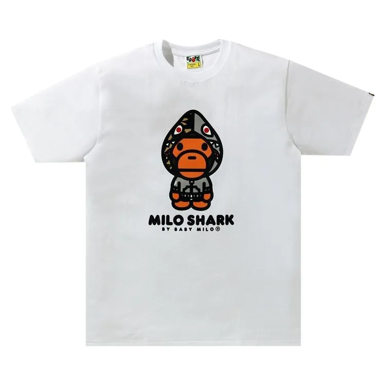 BAPE Milo Shark Tee 'White/Grey', white