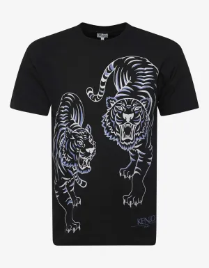 Black Double Tiger Print T-Shirt