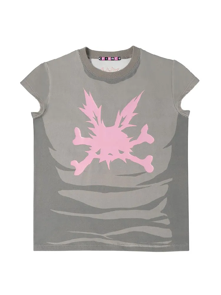 Bunny Skull Printed T-Shirt【s0000010236】