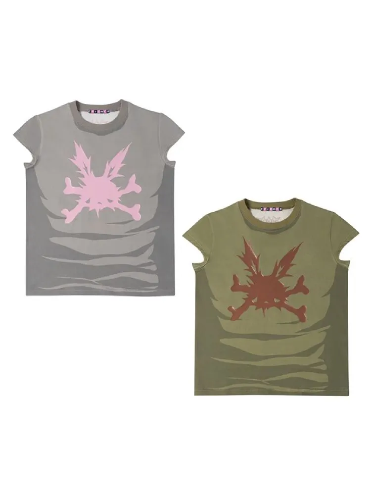 Bunny Skull Printed T-Shirt【s0000010236】