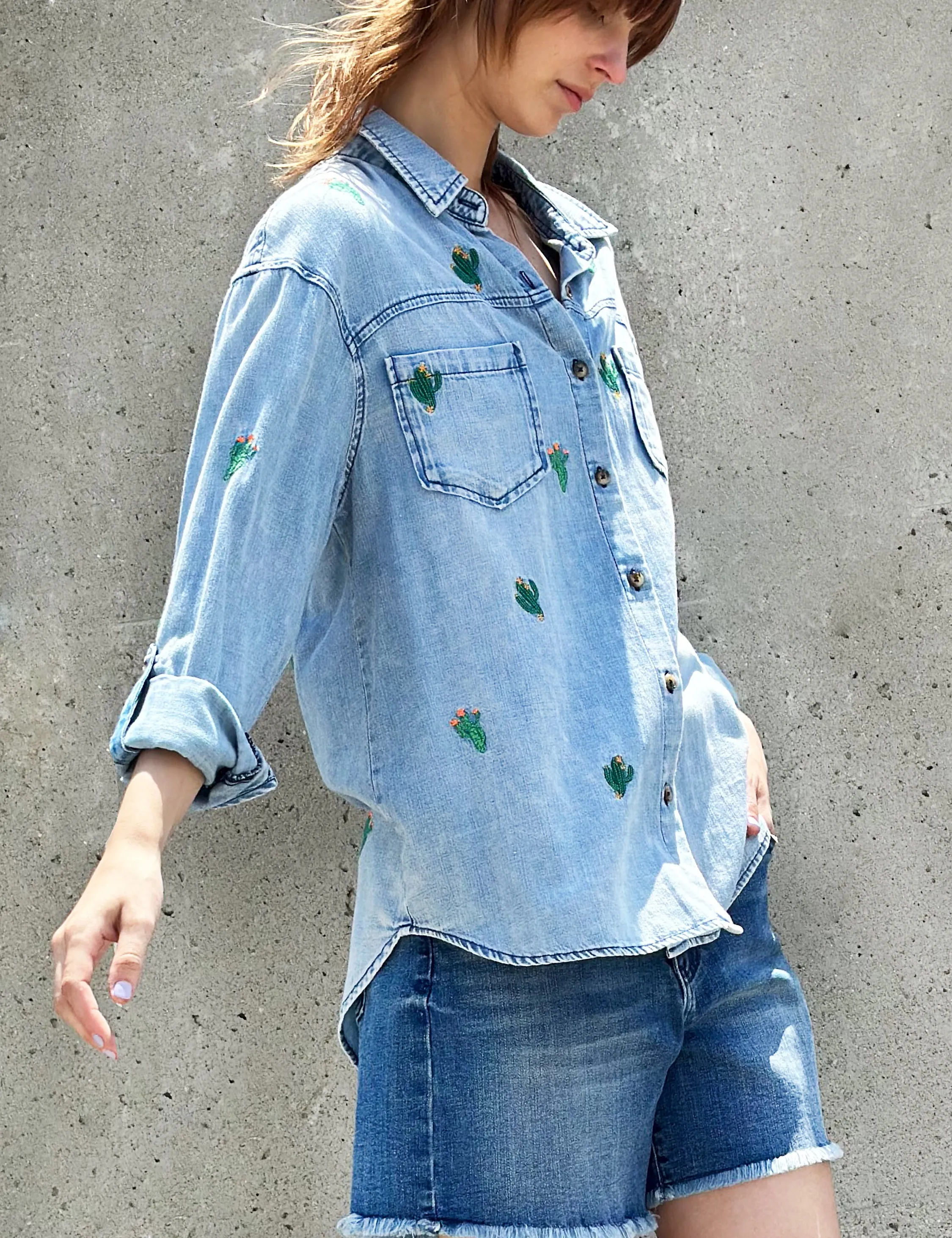 Cactus Embroidered Shirt