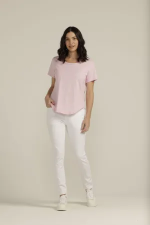 Cotton Slub Plain Crew Neck Tee Pale Pink