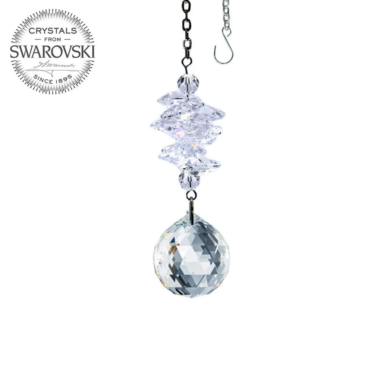 Crystal Ornament, Suncatcher Clear Crystal Ball Prism Clear Swarovski Crystals 3-inches