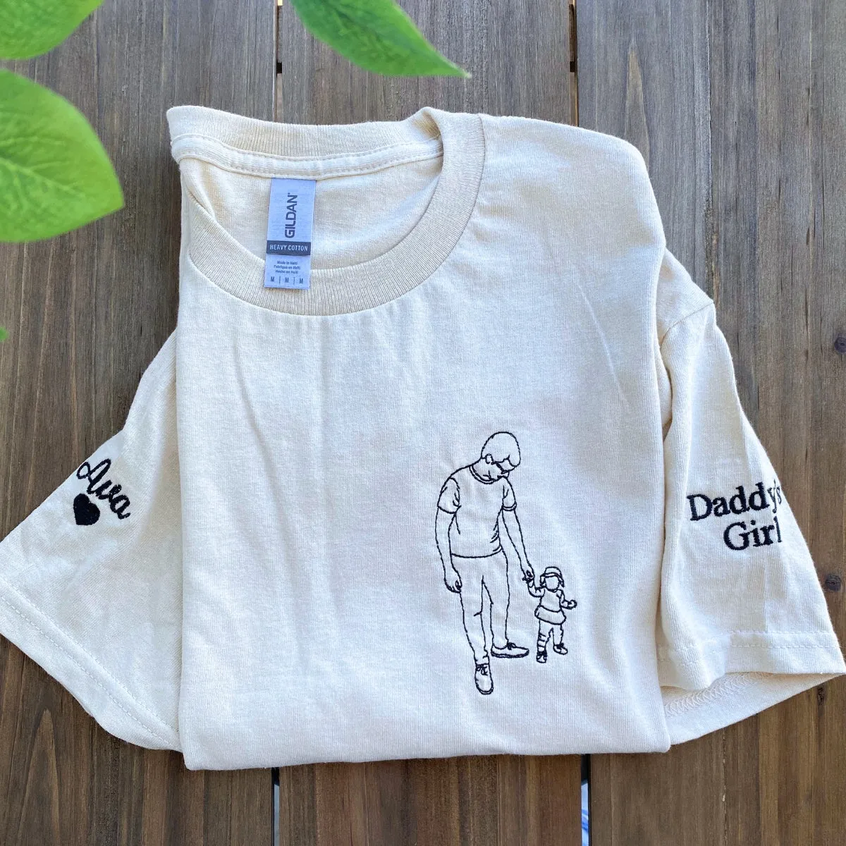 Custom Embroidered Father and Daughter T- shirt with Photo, Personalized Gift for Dad