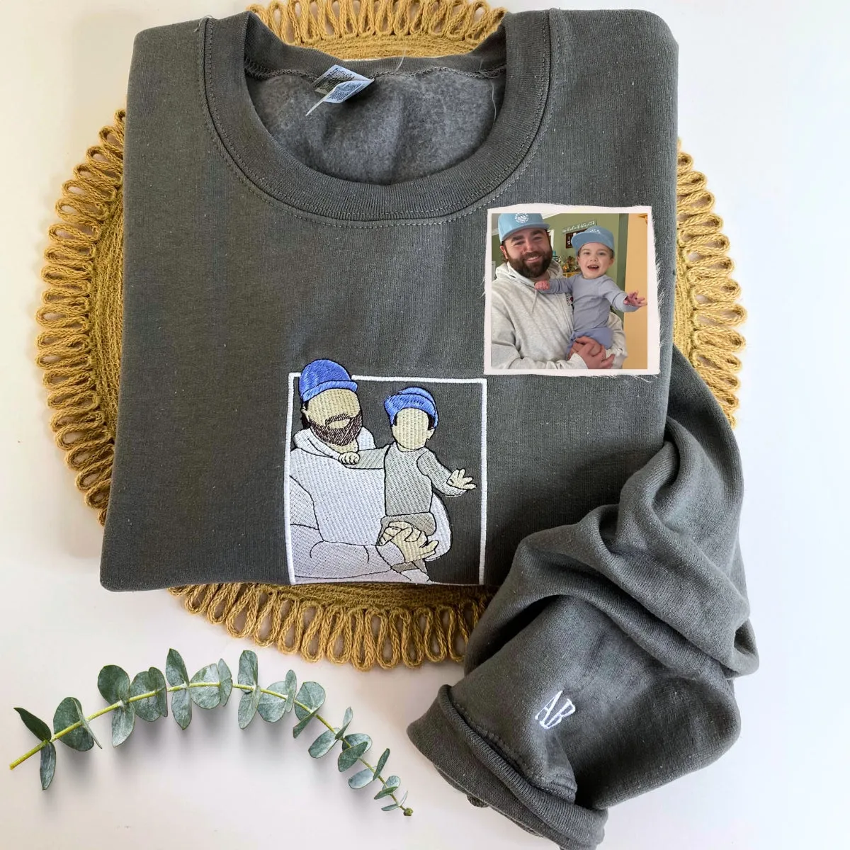 Custom Embroidered Father and Daughter T- shirt with Photo, Personalized Gift for Dad