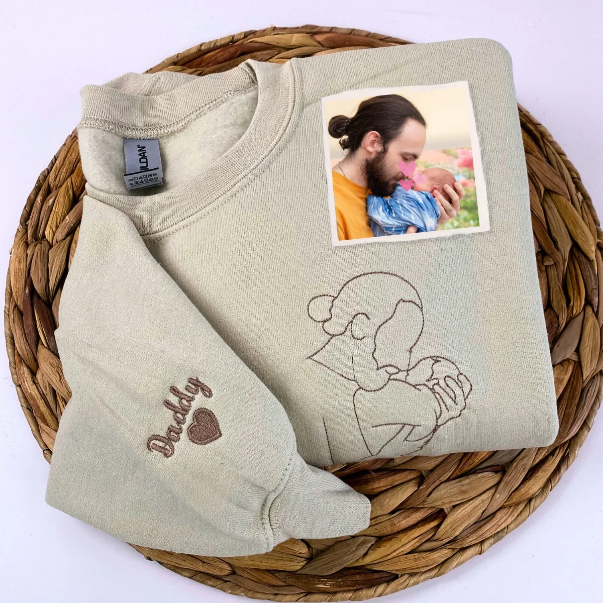 Custom Embroidered Father and Daughter T- shirt with Photo, Personalized Gift for Dad