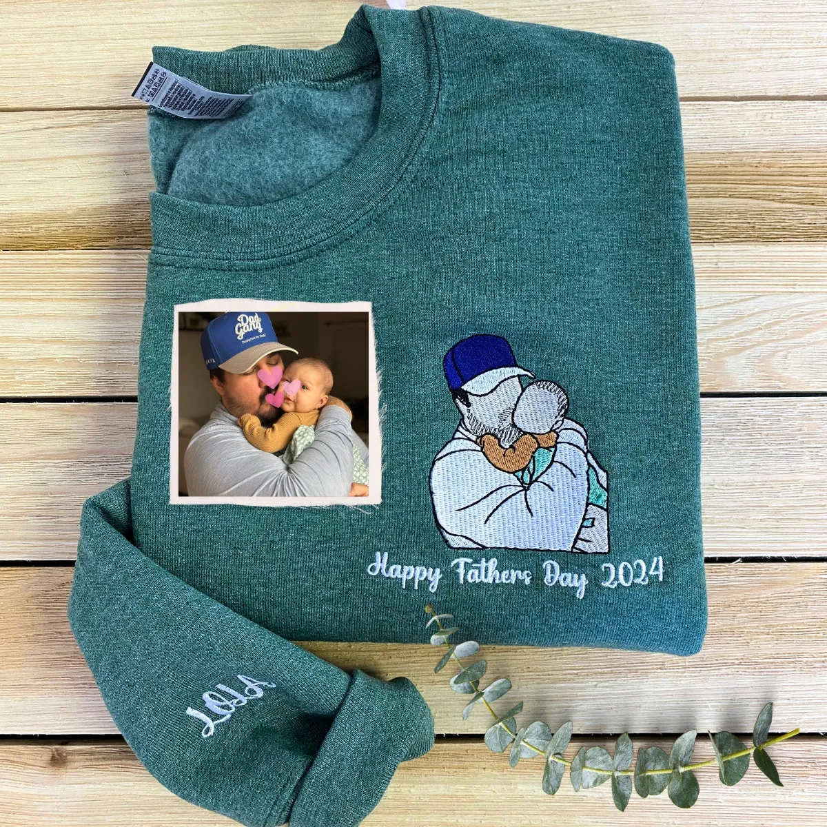 Custom Embroidered Father and Daughter T- shirt with Photo, Personalized Gift for Dad