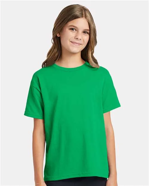 Custom Embroidered - Hanes - Ecosmart™ Youth T-Shirt - Kelly Green - 5370