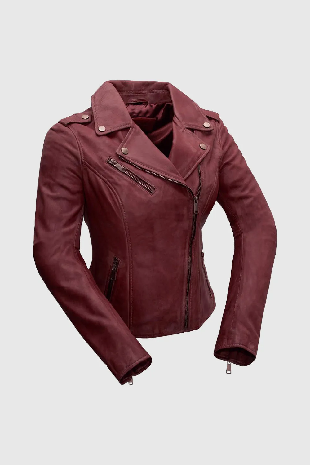 Harper Women's Moto Leather Jacket Oxblood (POS)