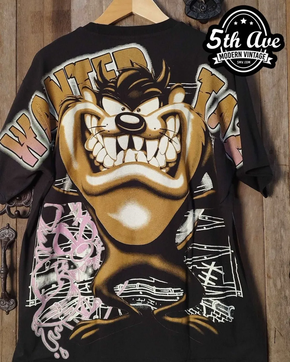 Looney Tunes Taz-Mania Who Let The Taz Out? - AOP all over print New Vintage Animation T shirt