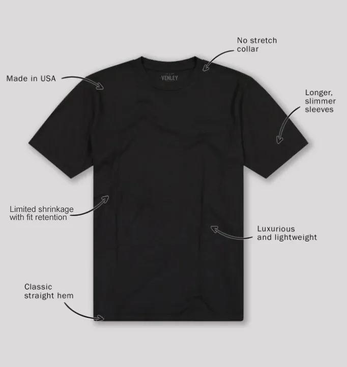 Men's Black Short Sleeve Crew Neck T-shirt - MADE IN USA