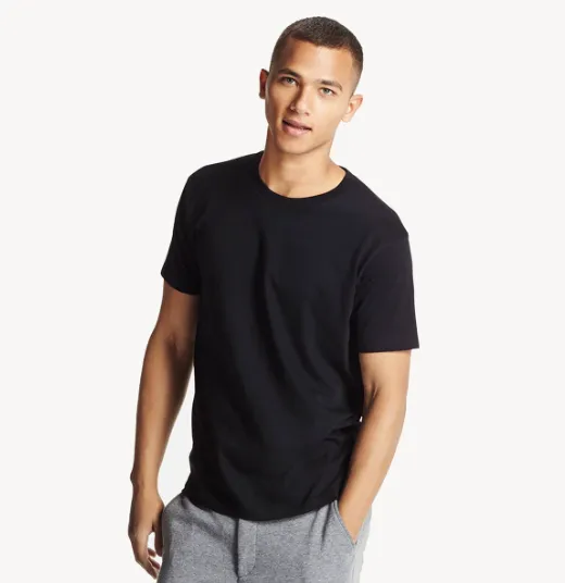 Men's Black Short Sleeve Crew Neck T-shirt - MADE IN USA
