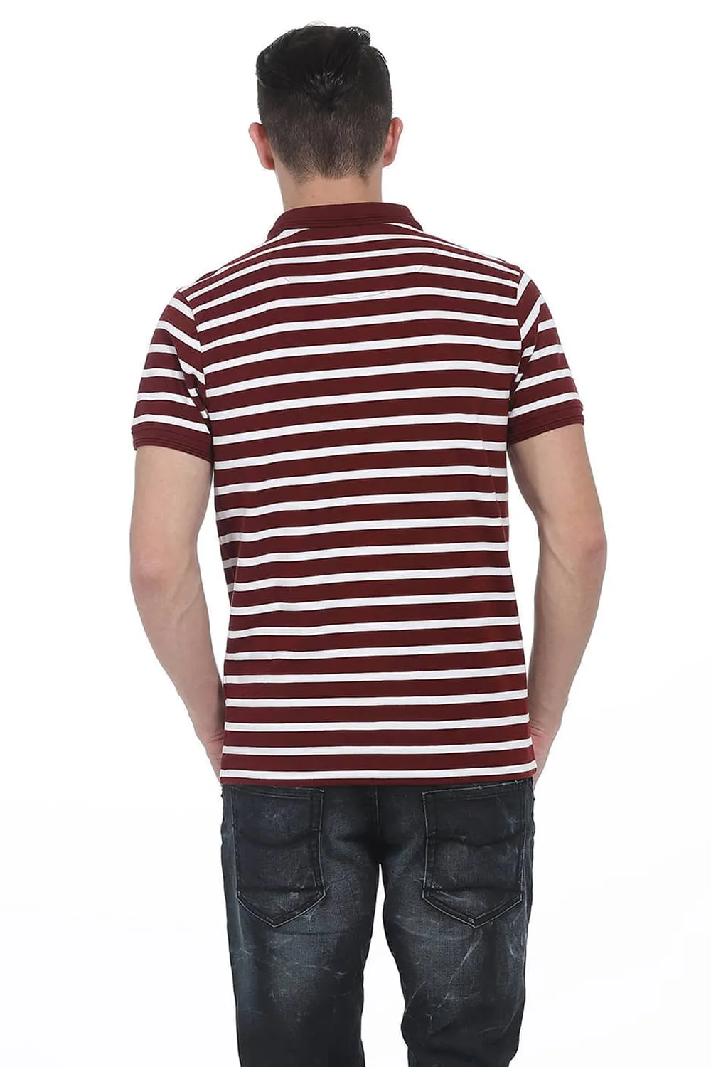 Muscle Fit Stripe Polo T Shirt