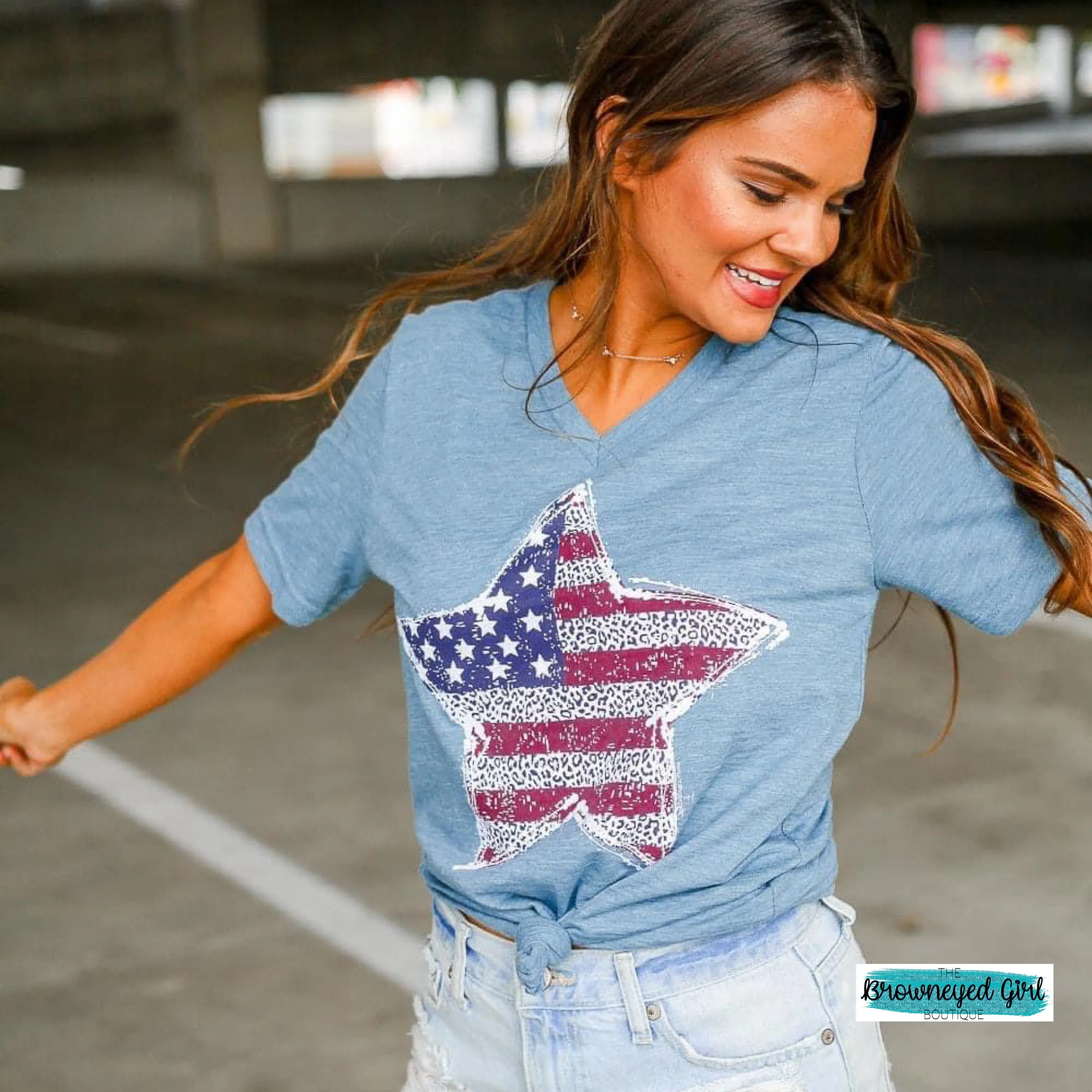 Patriotic Leopard Star Short Sleeve Tee