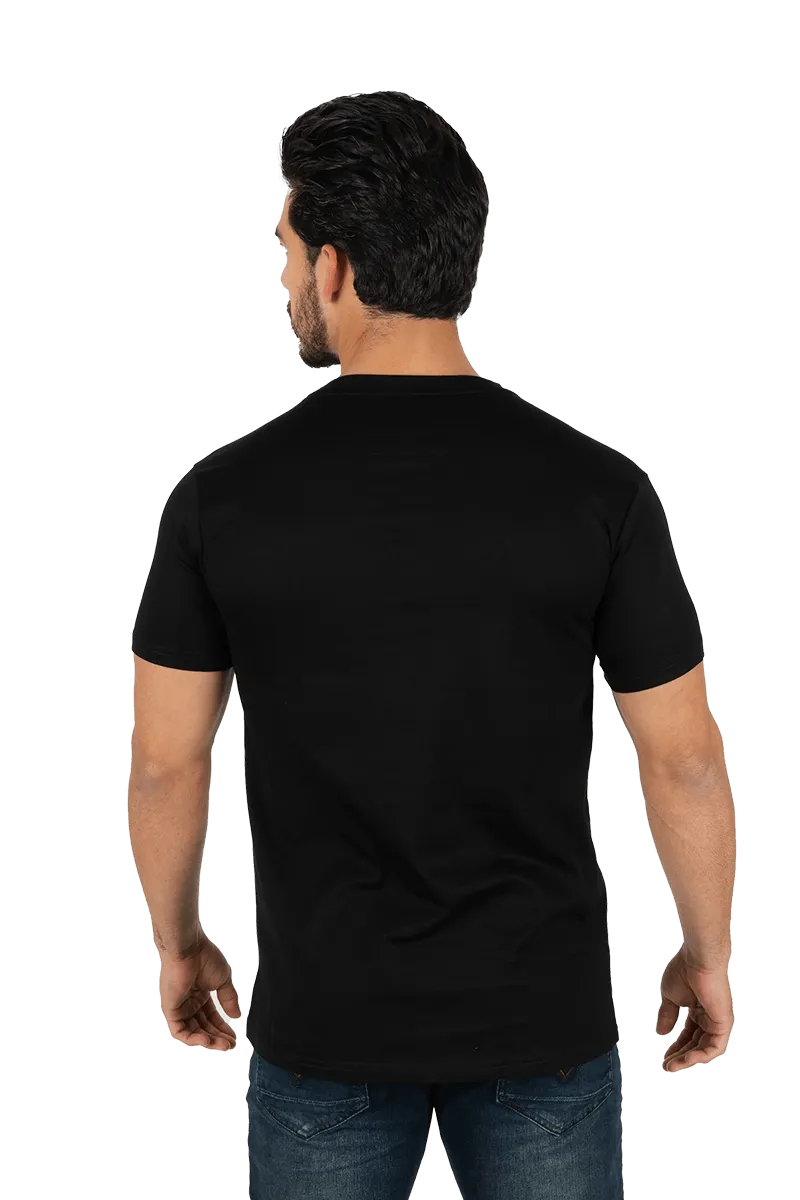 Platini Men's Round Neck Teal Cotton Rhinestone T-Shirt