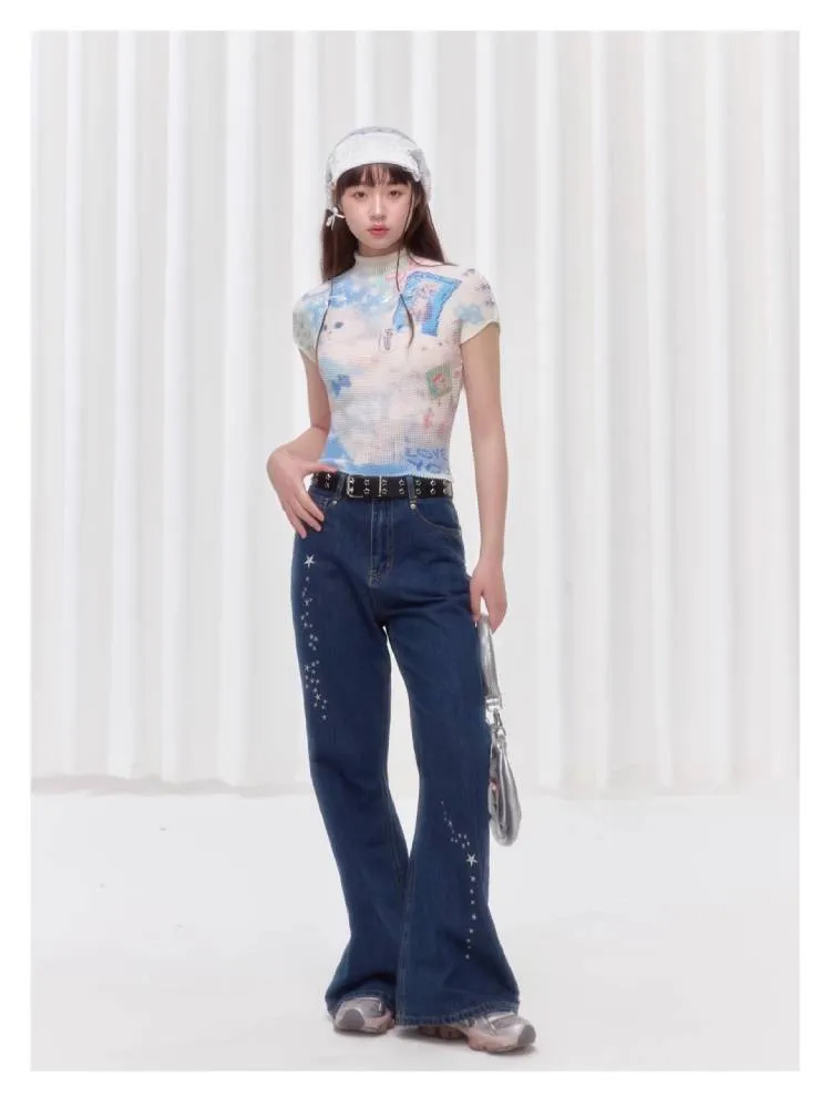 Printed pleated t-shirt【s0000008038】