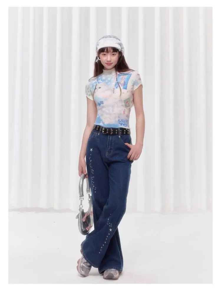 Printed pleated t-shirt【s0000008038】