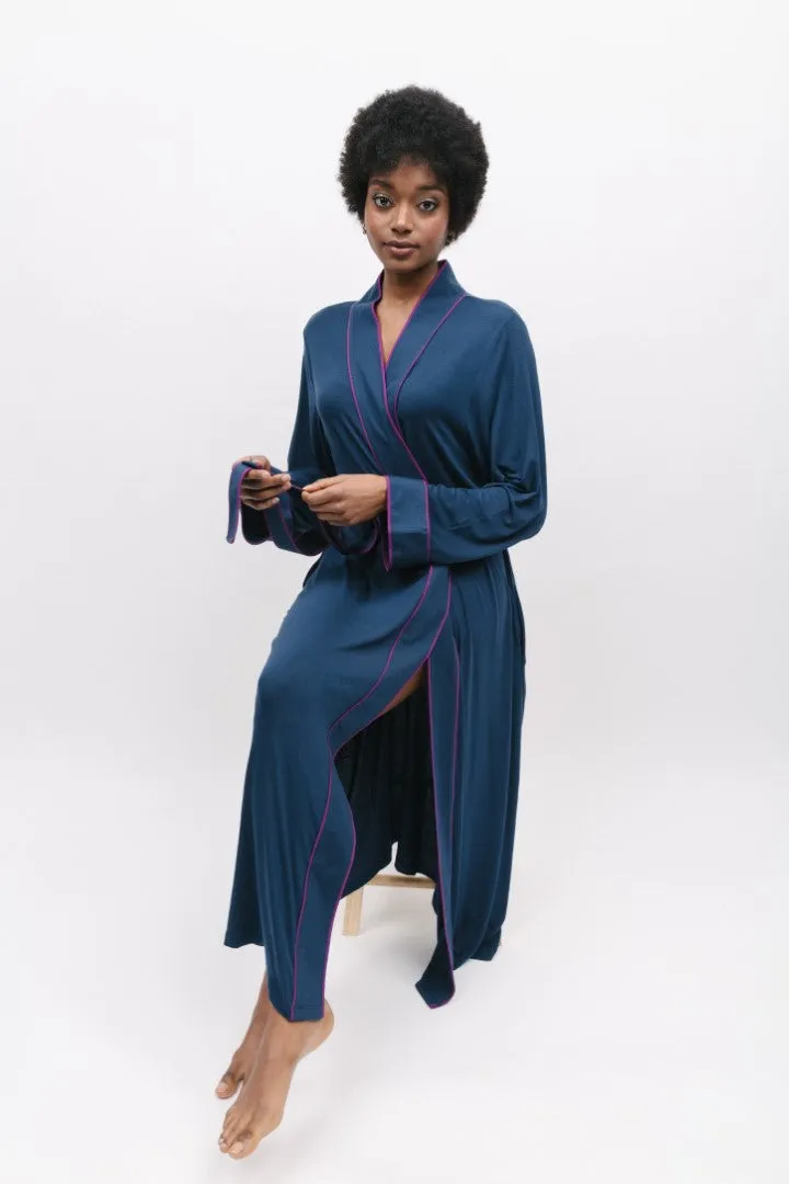 Southbank Navy Liva Modal Longsleeve Robe