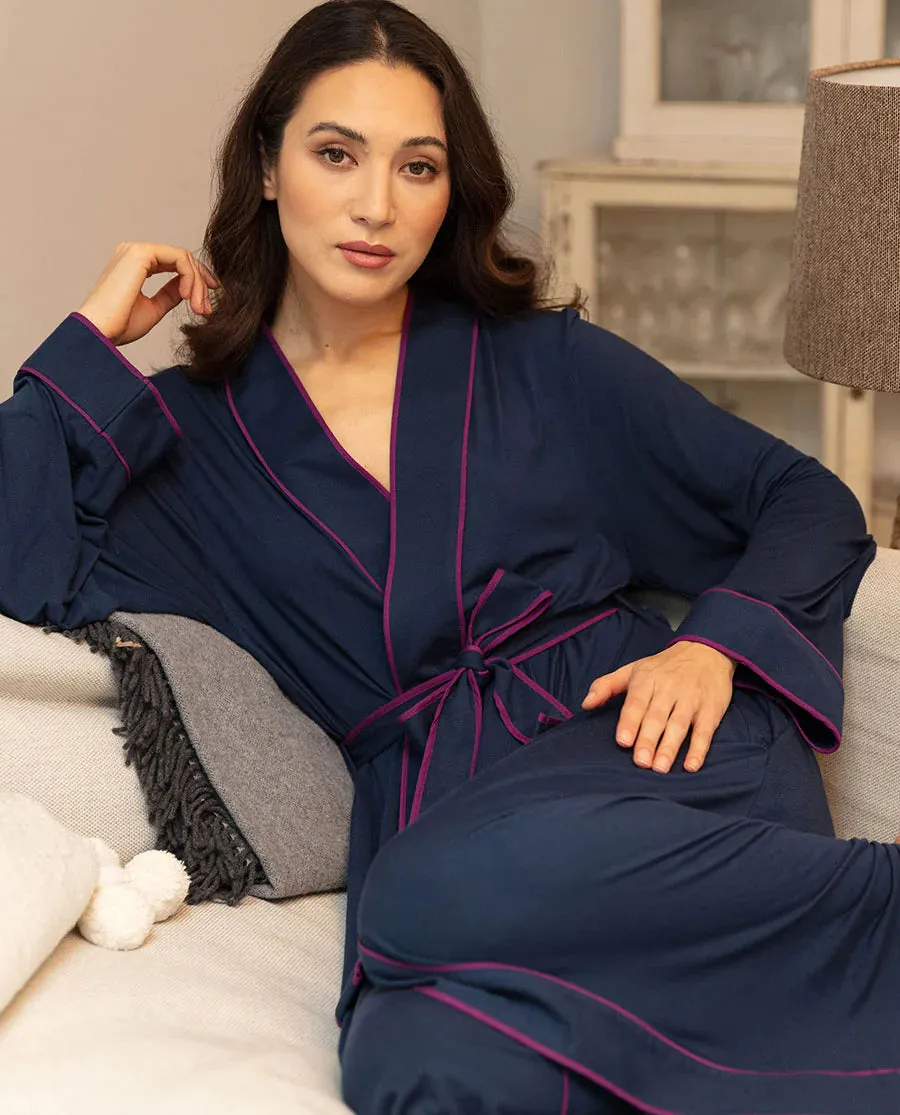 Southbank Navy Liva Modal Longsleeve Robe
