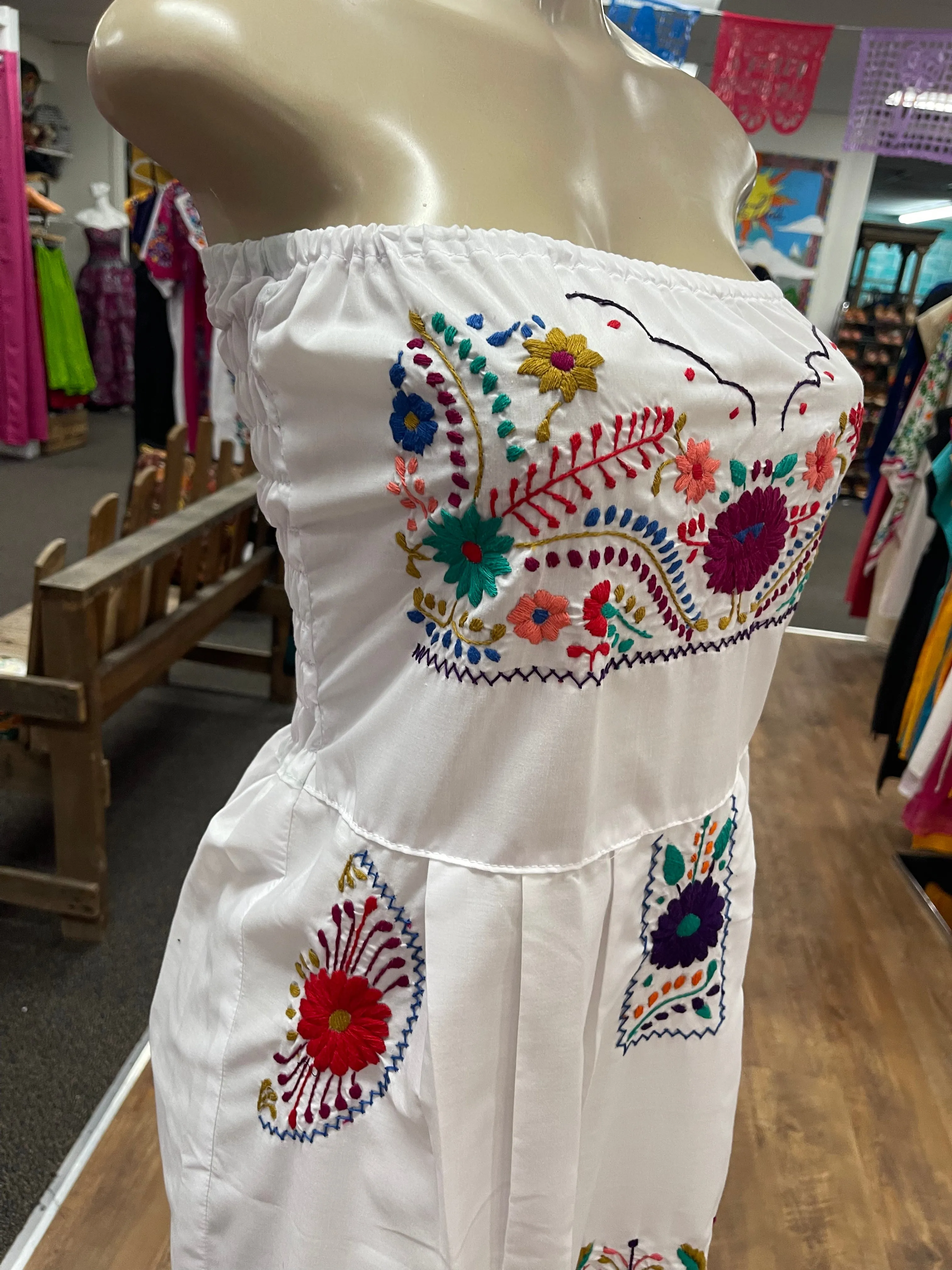 Strapless Mexican Dress White