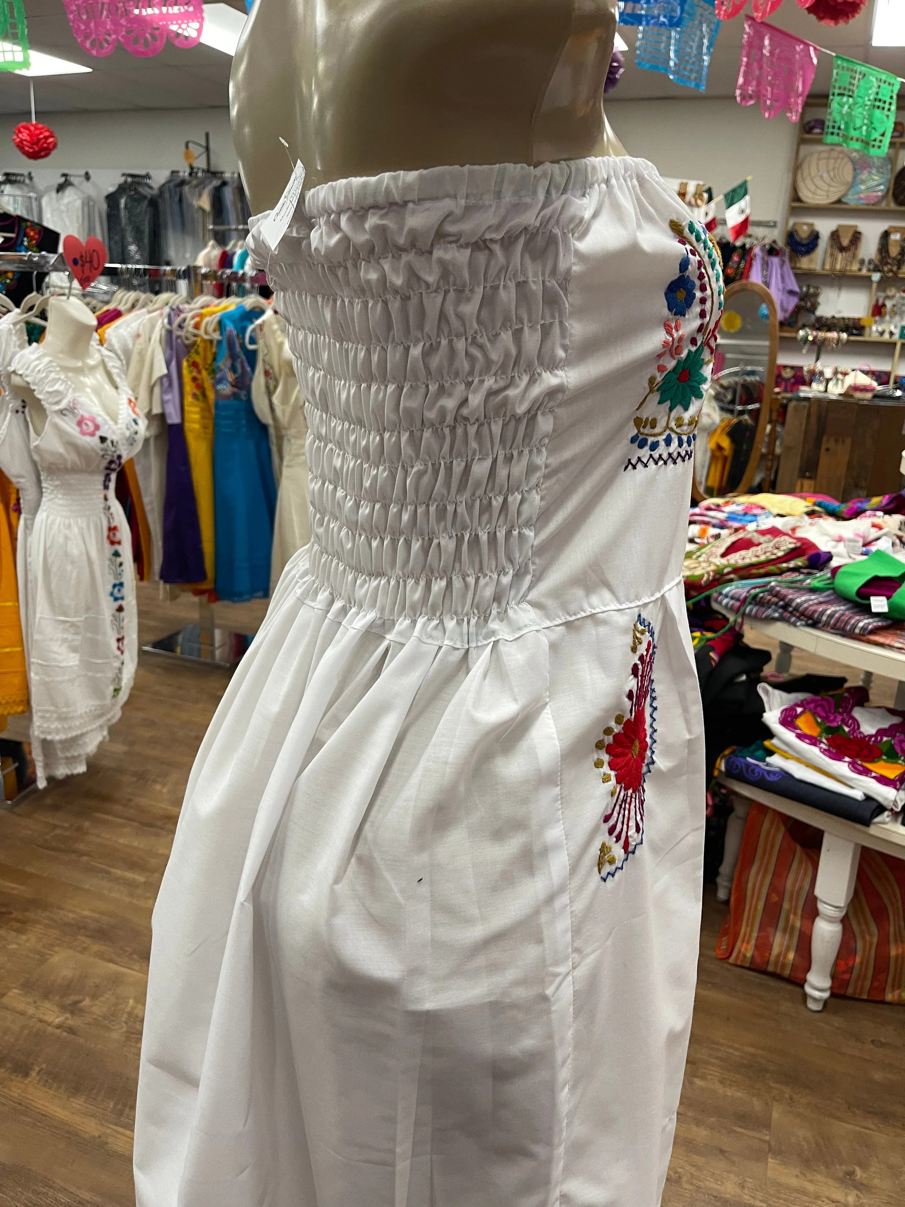 Strapless Mexican Dress White