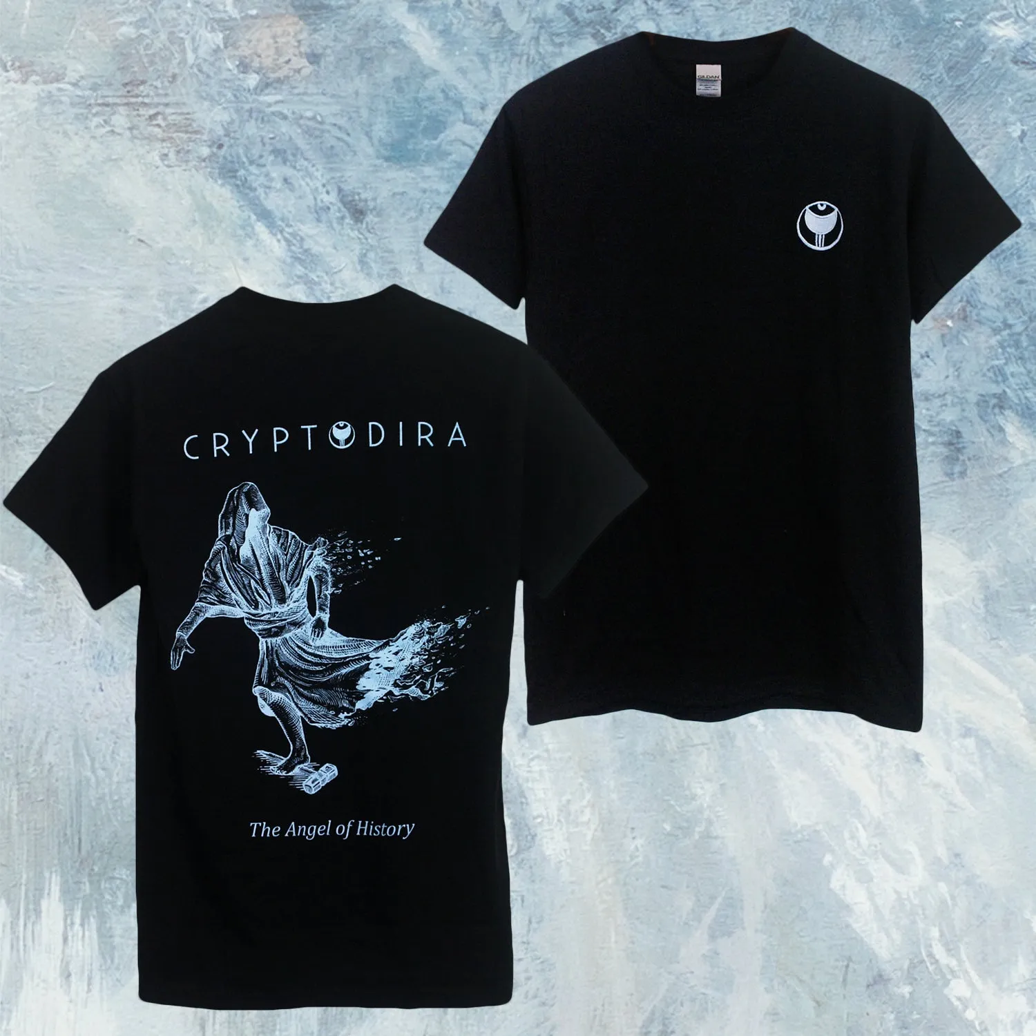 The Angel Of History (Embroidered) Black T-Shirt