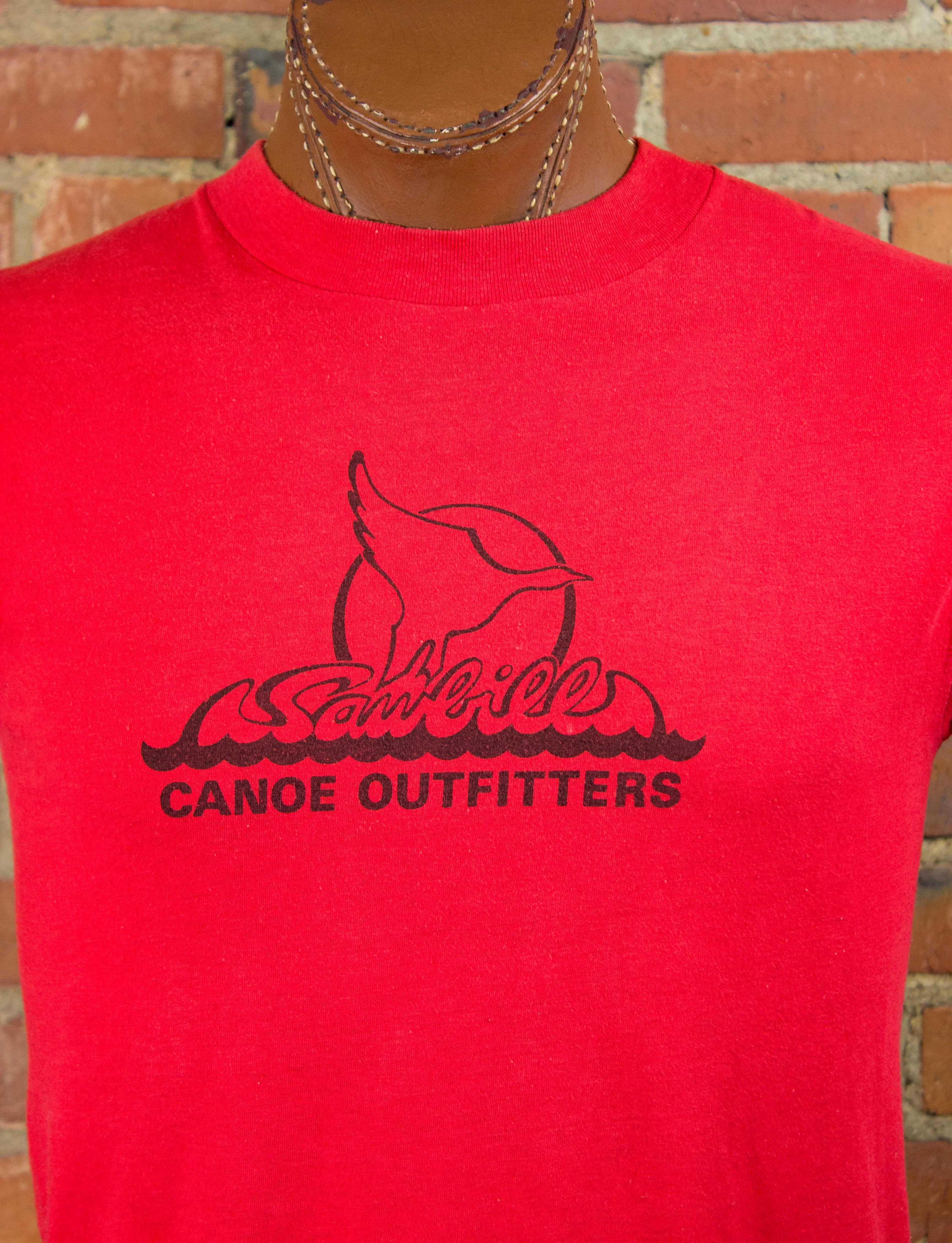 Vintage 80s Sawbill Canoe Outfitters Red Graphic T Shirt Unisex Medium