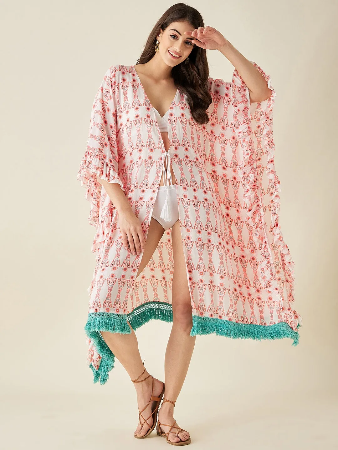 White Aztec Supersoft Resort Cover-Up (Final Sale)