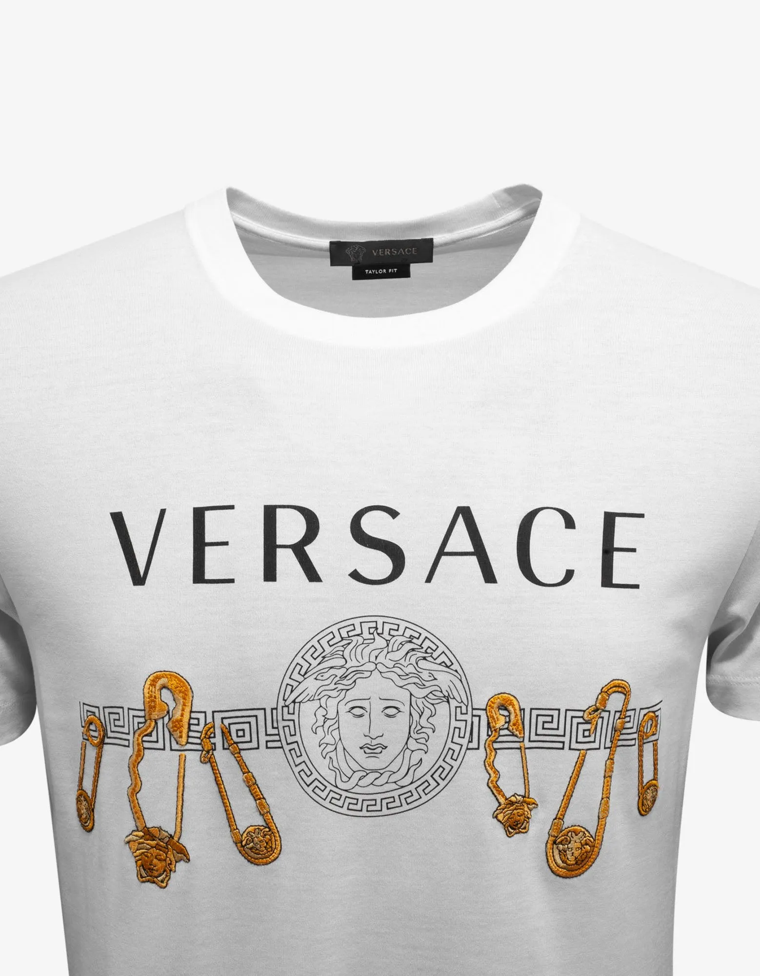 White Safety Pin Print T-Shirt