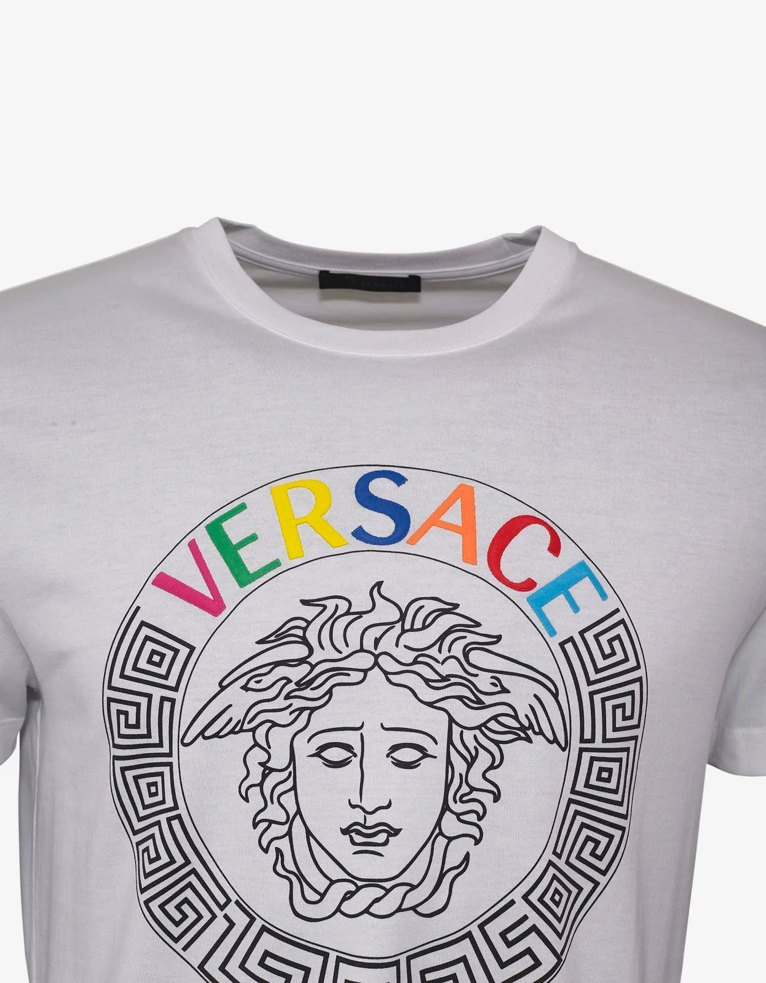 White T-Shirt with Multicolour Medusa Logo