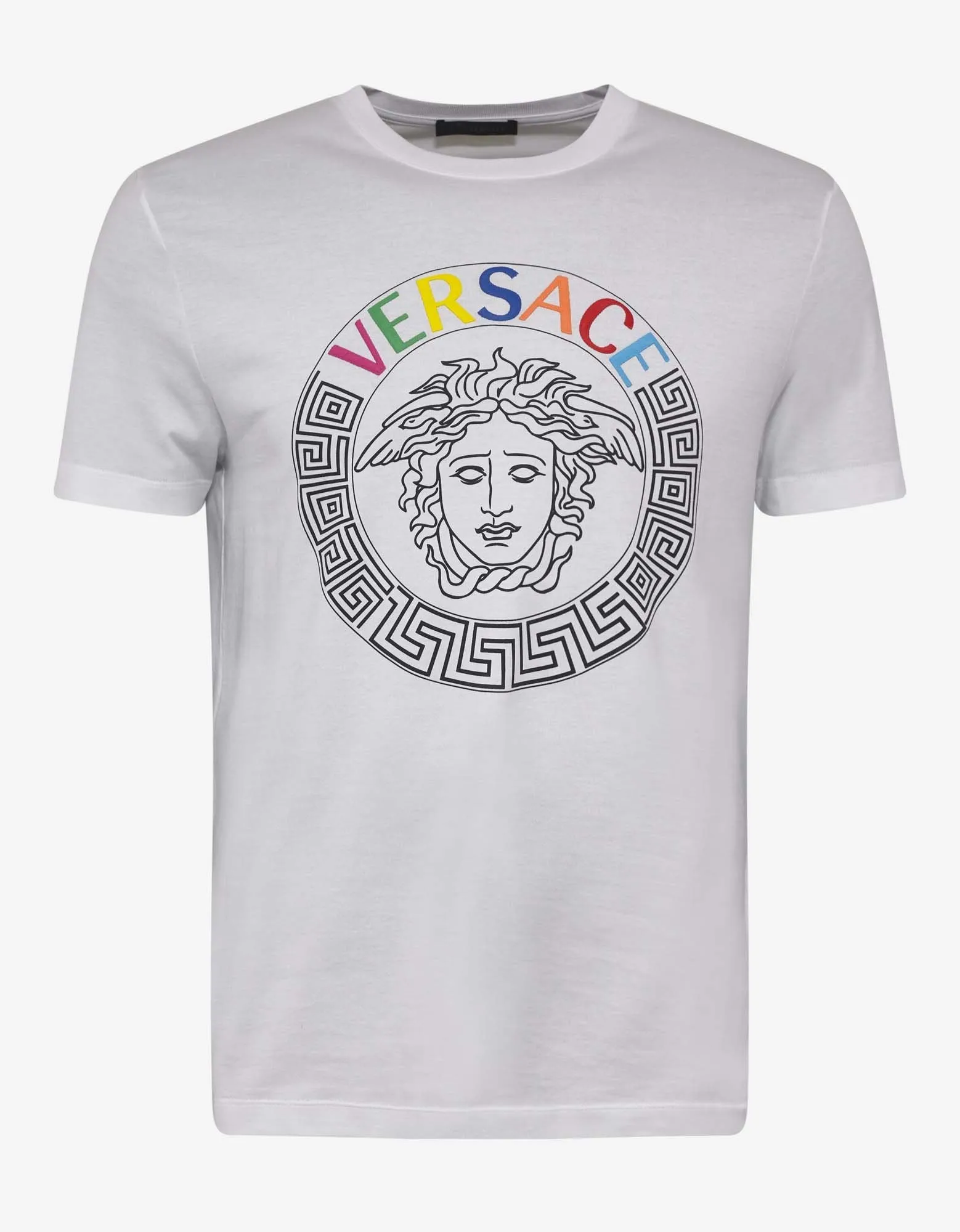 White T-Shirt with Multicolour Medusa Logo