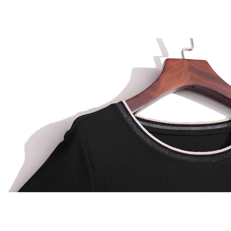 Women's T-Shirt Pure Cotton Black Loose Fit Niche Short Sleeve Tee