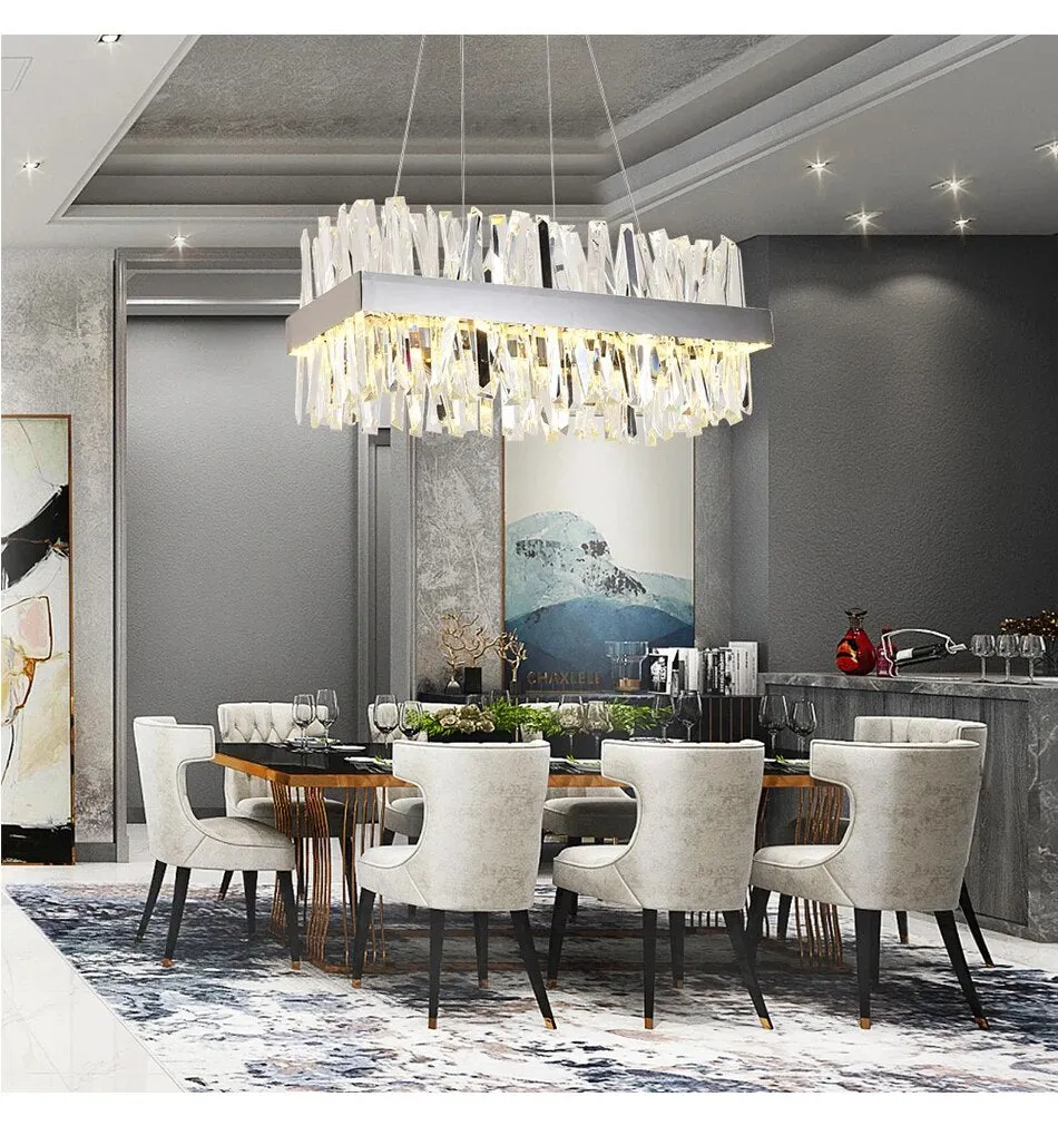 YLK Yasna Modern crystal chandelier for dining room rectangle island hanging