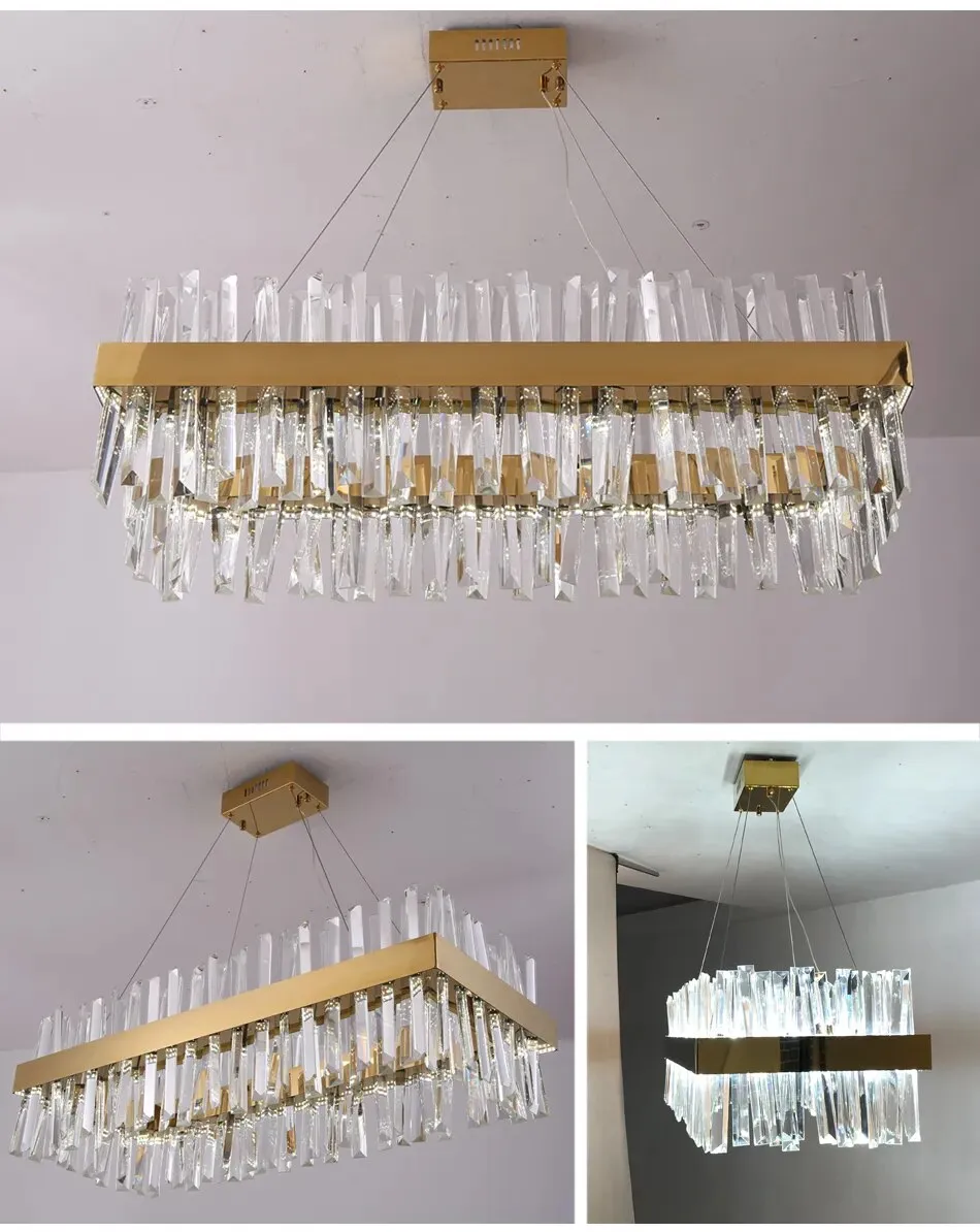 YLK Yasna Modern crystal chandelier for dining room rectangle island hanging