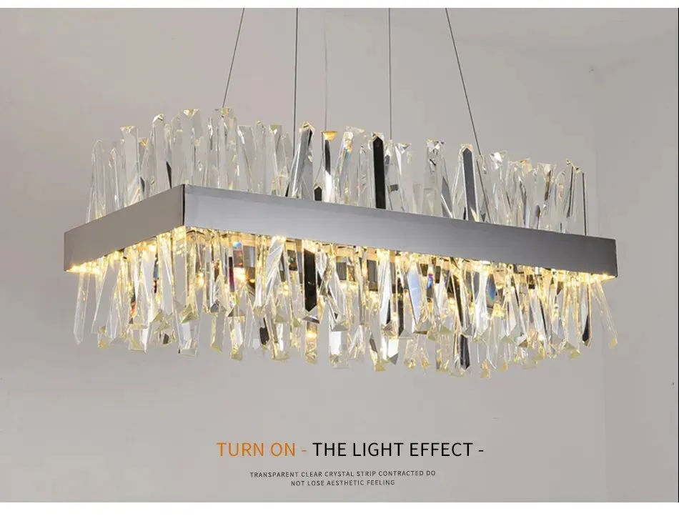 YLK Yasna Modern crystal chandelier for dining room rectangle island hanging