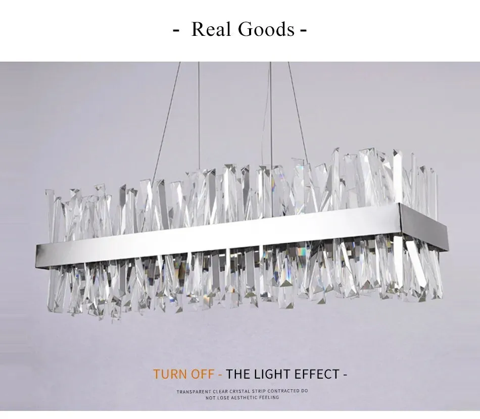 YLK Yasna Modern crystal chandelier for dining room rectangle island hanging