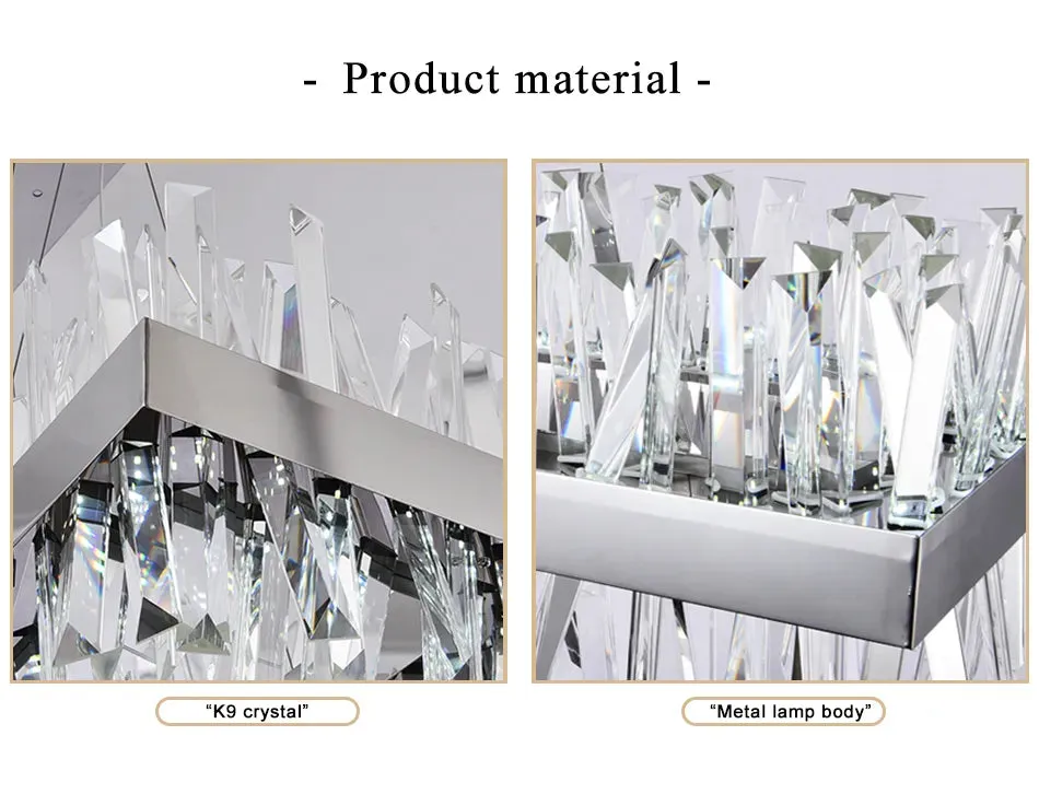 YLK Yasna Modern crystal chandelier for dining room rectangle island hanging