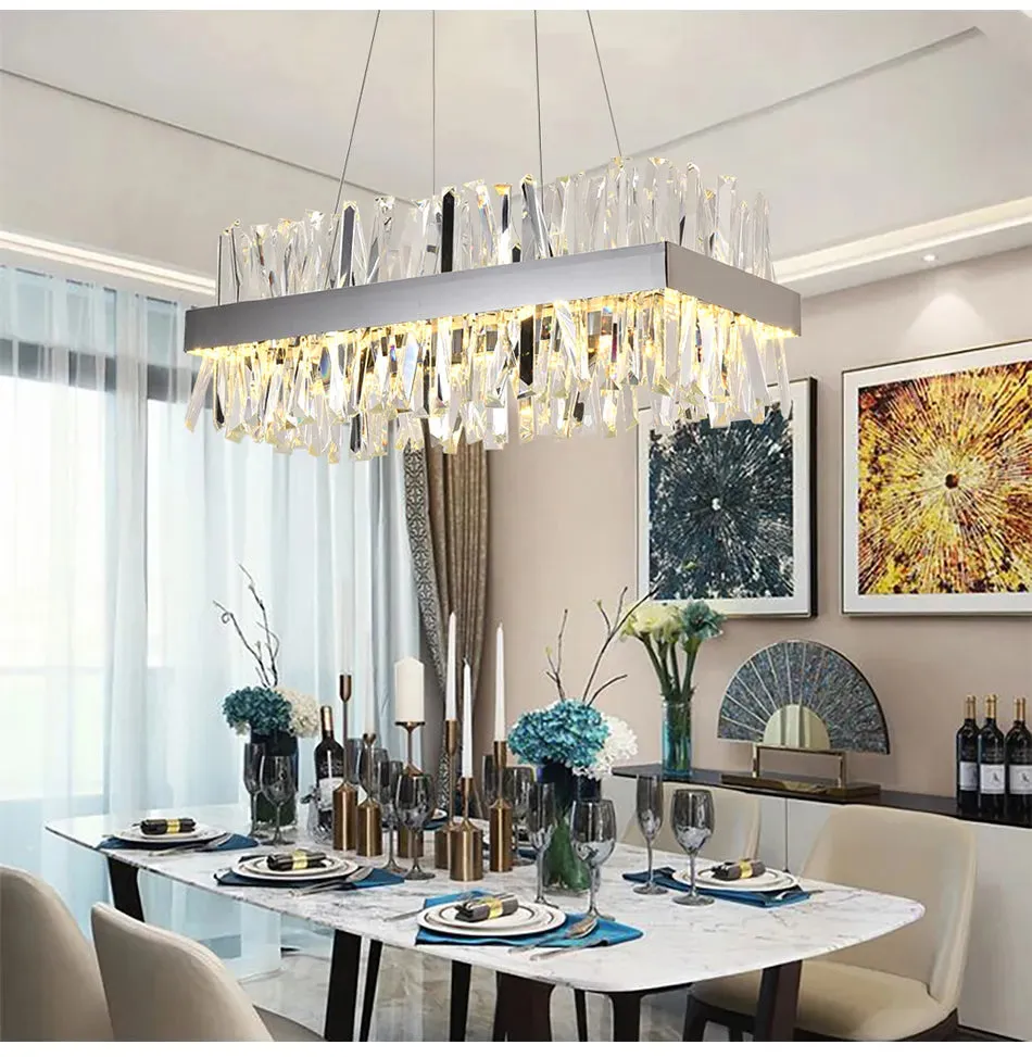 YLK Yasna Modern crystal chandelier for dining room rectangle island hanging