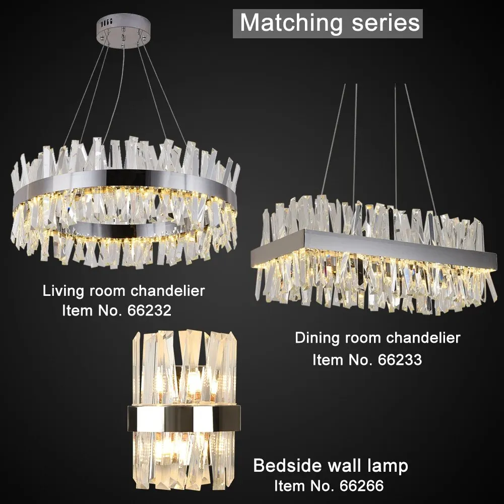 YLK Yasna Modern crystal chandelier for dining room rectangle island hanging